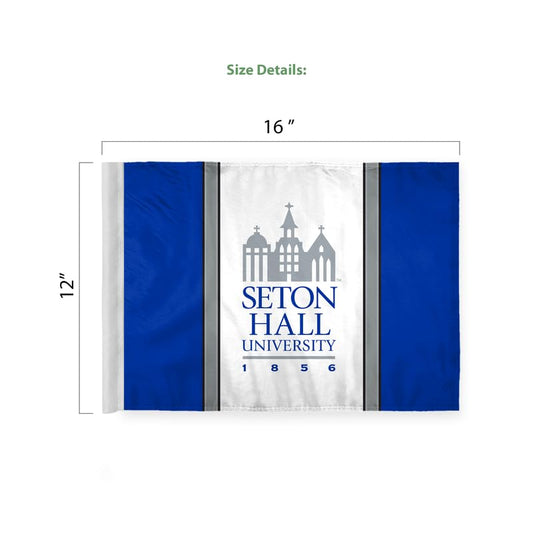AGAS Seton Hall University Economy Car Flag 12 x 16 inch – Single Sided Printed Polyester Seton Hall Pirates – Official NCAA SHU Product – Vehicle Mount with 17 inch Flex Pole and Closed Top Sleeve
