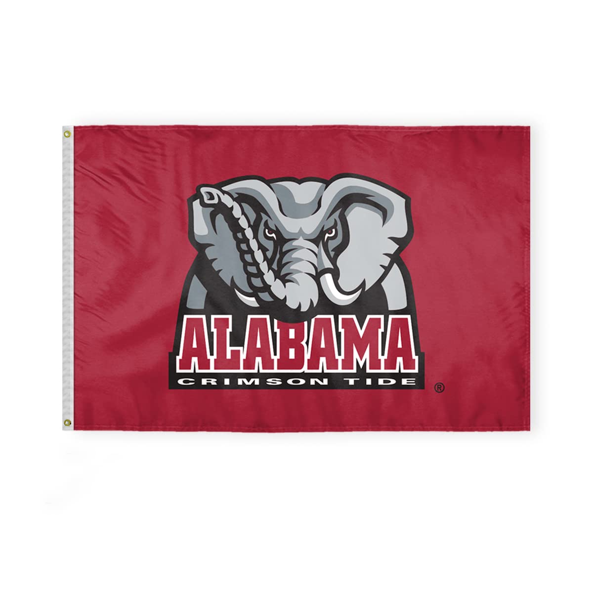 AGAS Large Alabama University Elephant Logo Crimson Tide Flags - 4x6 Ft Double-Layered Printed Polyester with Brass Grommets - Officially NCAA Licensed Big Size Big Al Bama Roll Tide College UA Flags