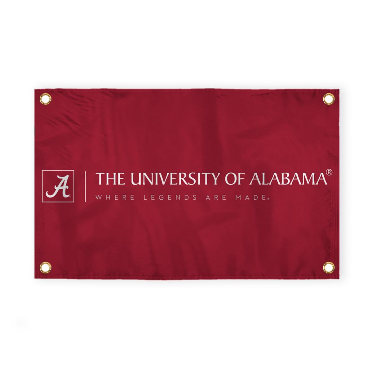 Alabama University Crimson Tide Red Design Logo with 4 Brass Grommets - 4x6 Ft - Printed Double-Layered 2 ply 200 Denier Nylon - Correctly Reads on Both Sides - Finished Ends for Added Durability - Quadruple Stitched Fly End