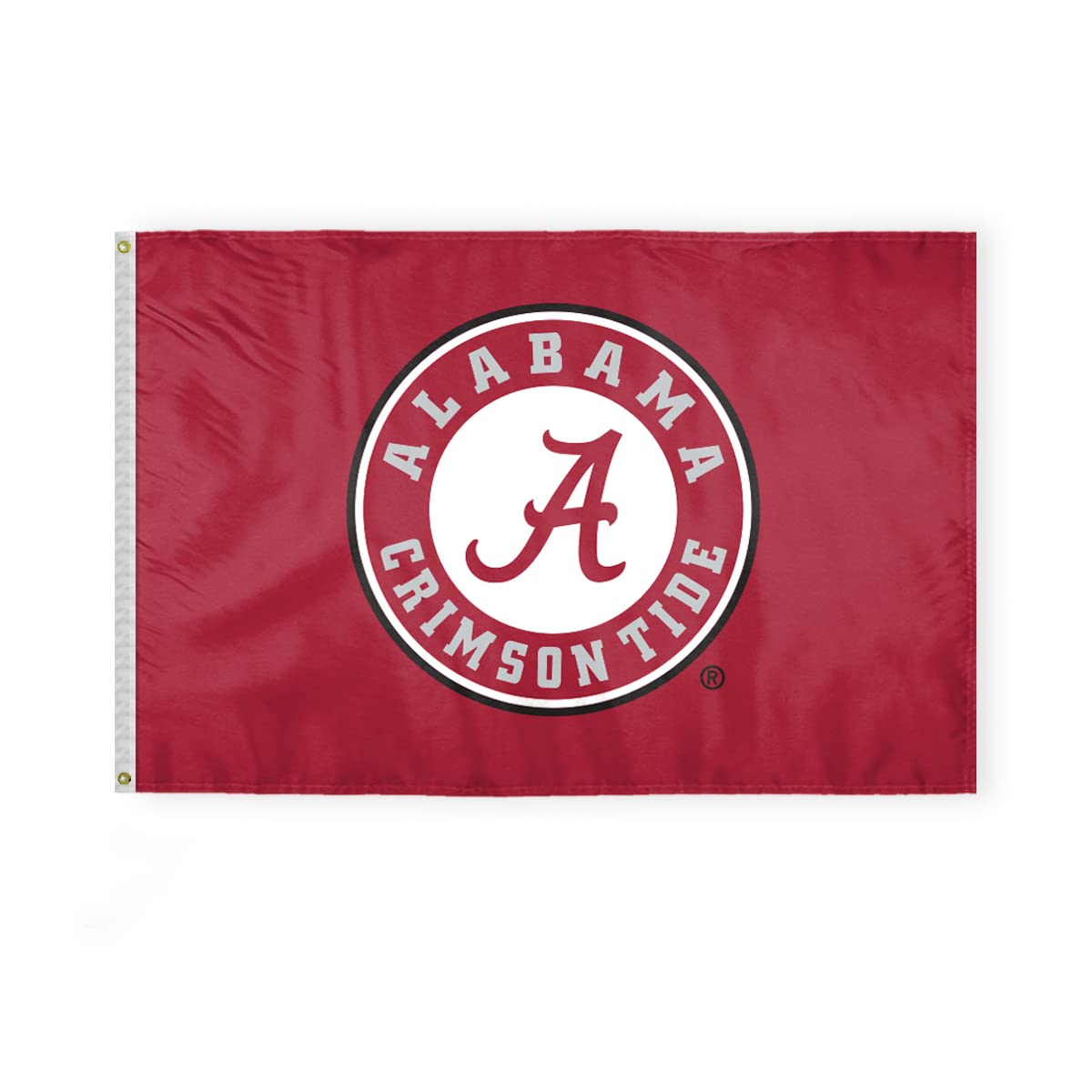 Alabama University Football Crimson Tide Round A Logo Large Flags - 4x6 Ft Printed Polyester with Brass Grommets - Officially NCAA Licensed Red Bama Roll Tide Large College UA Flags