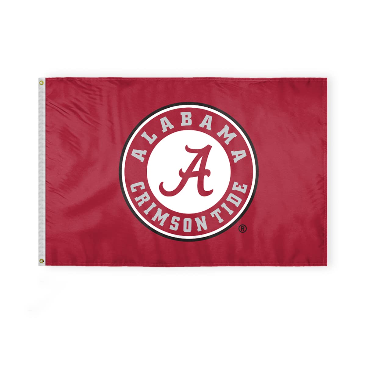 Alabama University Football Crimson Tide Circle A Logo Large Flags - 4x6 Ft Double-Layered Printed Polyester with Brass Grommets - Officially NCAA Licensed Red Bama Roll Tide Large College UA Flags
