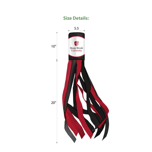 AGAS Stony Brook University Windsock 30 x 5.5 inch – Single Sided Printed Polyester Stony Brook Seawolves Windsock – Official NCAA SBU Product – Hanging Clip with Red Black and White Streamers