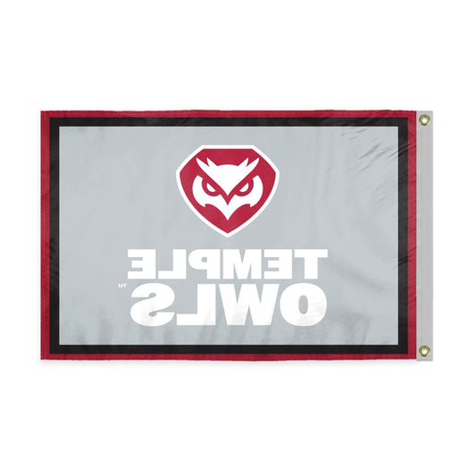 AGAS Temple Owls Wordmark Logo Flag 3 x 5 ft – Single Sided Printed Polyester – Officially Licensed NCAA Product – Temple University Outdoor Flag with Brass Grommets, Canvas Header and Reinforced Stitched Edges for Indoor Outdoor Display