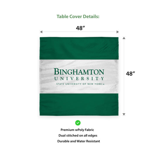 AGAS Binghamton University Table Cover 48 x 48 inch – Single Sided Printed Wrap Knitted Polyester Binghamton University Wordmark Design – Official NCAA Binghamton Bearcats Table Cover