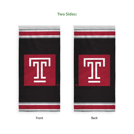 AGAS Temple University T Logo Vertical Banner 2 x 4 ft – Single Sided Printed Polyester with Bleed Through – Officially Licensed NCAA Product – Temple Owls Hanging Banner with 1.5 inch Pole Sleeve and Reinforced Stitching Individually Bagged
