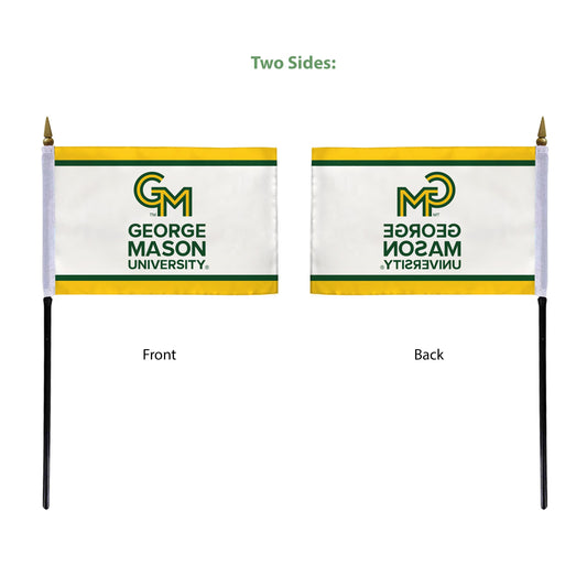 AGAS George Mason GMU University flags on sticks with Plastic Base 4x6 inch Printed Polyester - 4"x6" Patriots Handheld Stick Flags