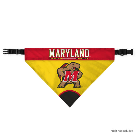 AGAS University of Maryland Pet Bandana 9.75 x 6.5 inch – Single Sided Printed Polyester Maryland Wordmark Design – Officially Licensed Maryland Terrapins Pet Bandana