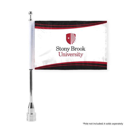 AGAS Stony Brook University Motorcycle Flag 6 x 9 inch – Single Sided Printed Polyester Stony Brook Seawolves Flag – Official NCAA SBU Product – Bike Mount with 0.75 inch Canvas Sleeve and Reinforced Stitching - Without Pole