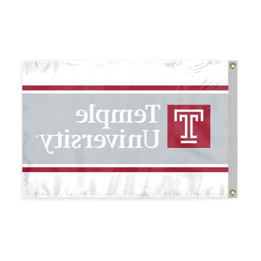 AGAS Temple University Text Logo Flag 2 x 3 ft – Single Sided Printed Polyester – Officially Licensed NCAA Product – Temple Owls Outdoor Flag with Brass Grommets, Canvas Header and Reinforced Stitched Edges for Indoor Outdoor Display
