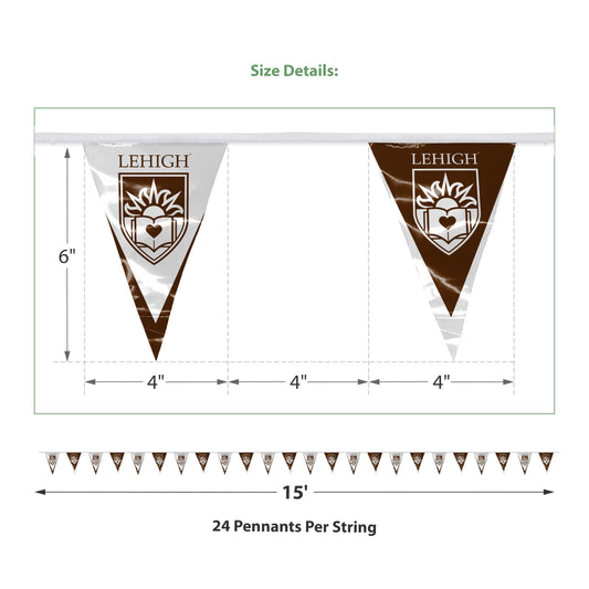 AGAS 15' Lehigh University Graduation Decorations Triangle Flag Pennant Banner Bunting for Birthday Parties Hawks Theme Party Decorations Supplies