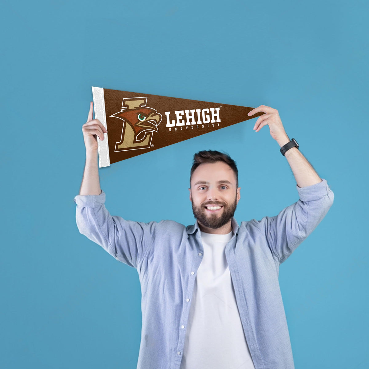 AGAS Lehigh LU University Hawks Pennant Mini, 9 x 24 Inches Sleeve for Stick, Officially Licensed Small Felt Wall Décor Pennant for Dorm, Game Room, Man Cave, Bedroom Décor