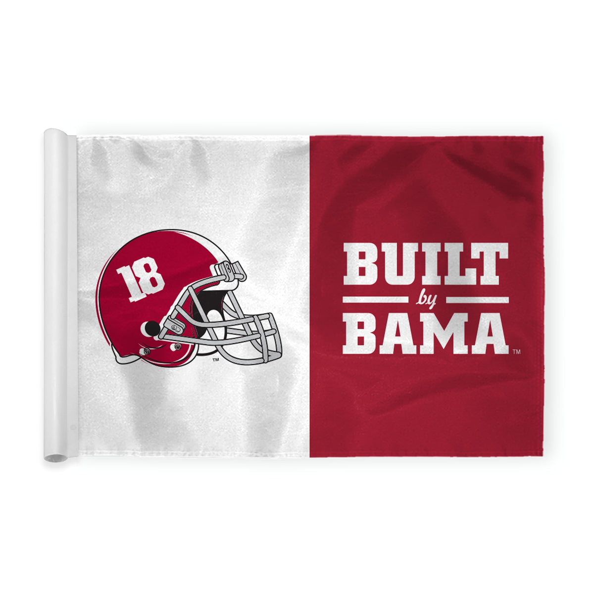 AGAS Mini Alabama University Crimson Tide Golf Flag Built by Bama 6x8 Inch – Fade-Resistant 200D Nylon, Tube Inserted, Backyard Putting Green Flags, Double-Sewn Miniature Pin Regulation Tube Flag