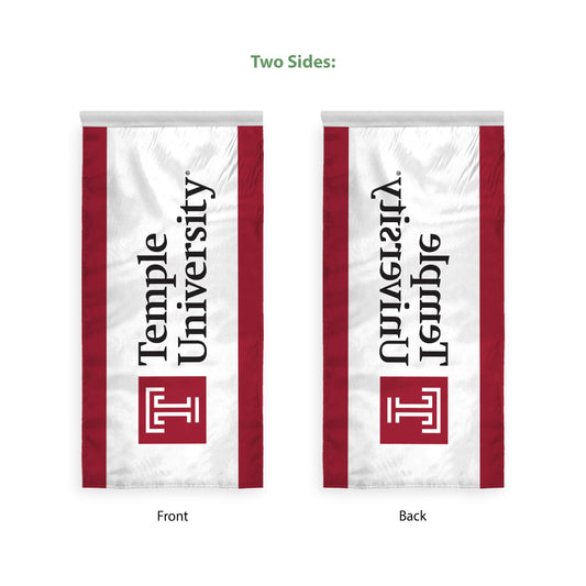 AGAS Temple University Text Vertical Banner 2 x 4 ft – Single Sided Printed Polyester with Bleed Through – Officially Licensed NCAA Product – Temple Owls Hanging Banner with 1.5 inch Pole Sleeve and Reinforced Stitching Individually Bagged