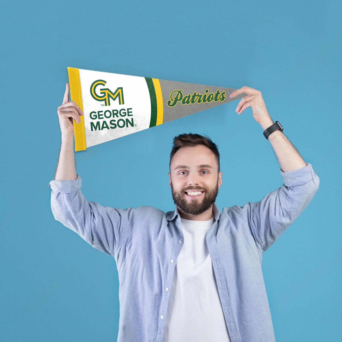 AGAS George Mason Stiff Felt Pennant - 9" x 24" Sleeve For Stick - Officially Licensed Small Patriots Home Décor Wall Pennant