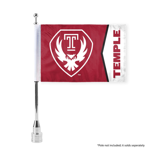 AGAS Temple Owls Logo and Temple Text Motorcycle Flag 6 x 9 inch – Single Sided Printed Polyester with Bleed Through – Officially Licensed NCAA Product – Temple University Bike Flag with 0.75 inch Canvas Sleeve and Reinforced Stitching – No Pole Included
