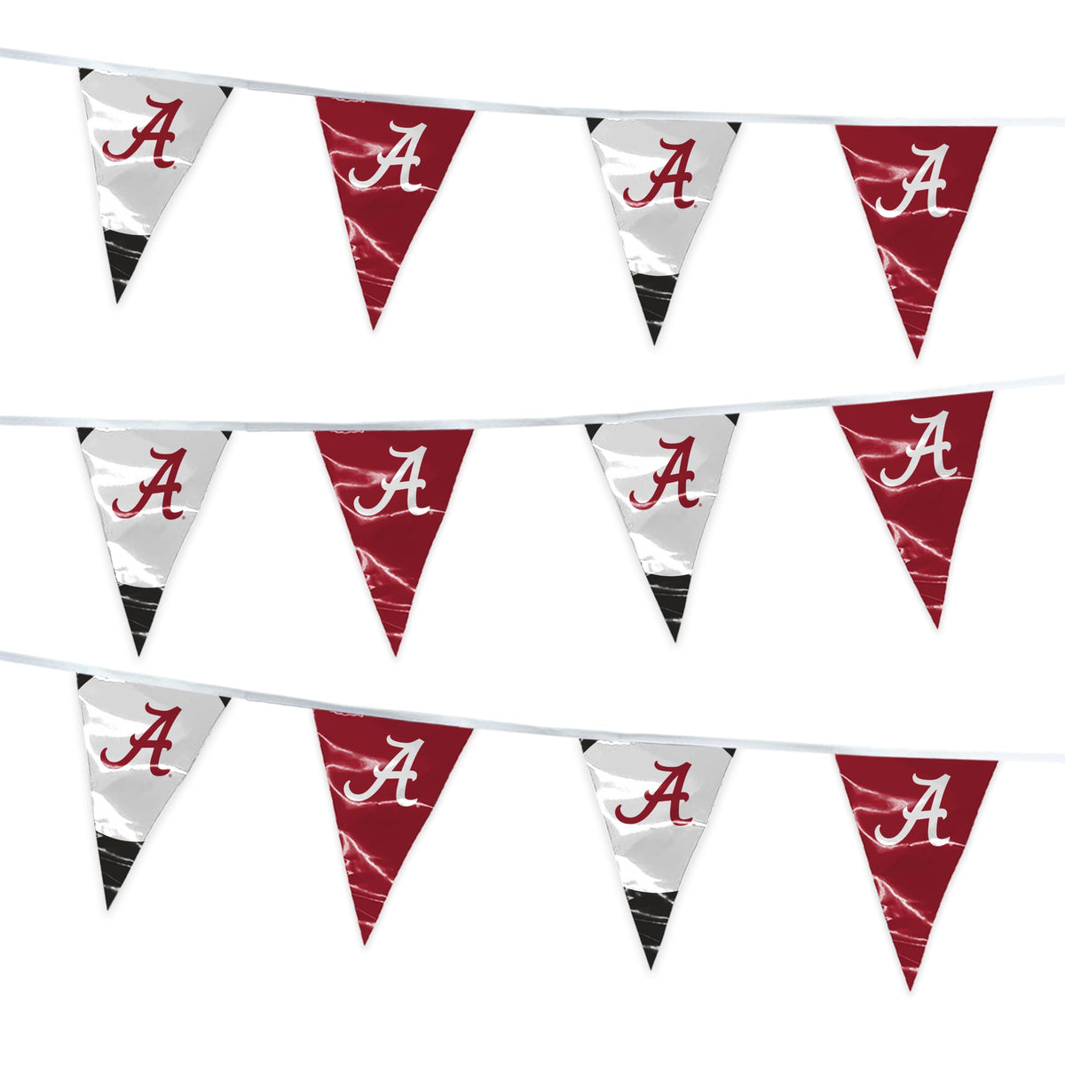 AGAS Alabama University Crimson Tide Decorations Red White College Triangle Flag Bunting Decorations, Balloons - NCAA Officially Licensed
