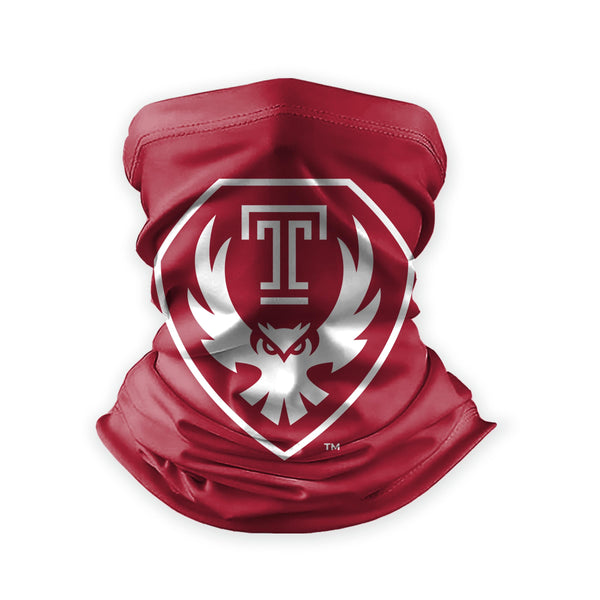 AGAS Temple Owls Logo Neck Gaiter 9 x 10 inch – Single Sided Printed Stretch Polyester with Bleed Through – Officially Licensed NCAA Product – Temple University Face Cover