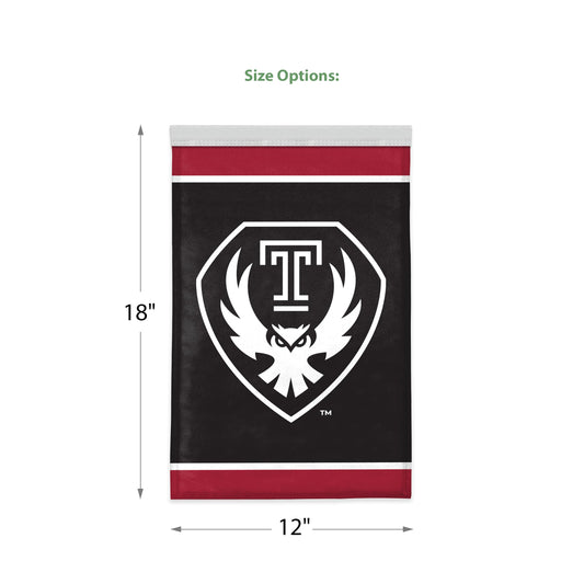 AGAS Temple Owls Shield Logo Garden Flag 12 x 18 inch – Single Sided Printed Polyester with Bleed Through – Officially Licensed NCAA Product – Temple University Outdoor Flag with Canvas Sleeve and Reinforced Stitching – No Pole Included
