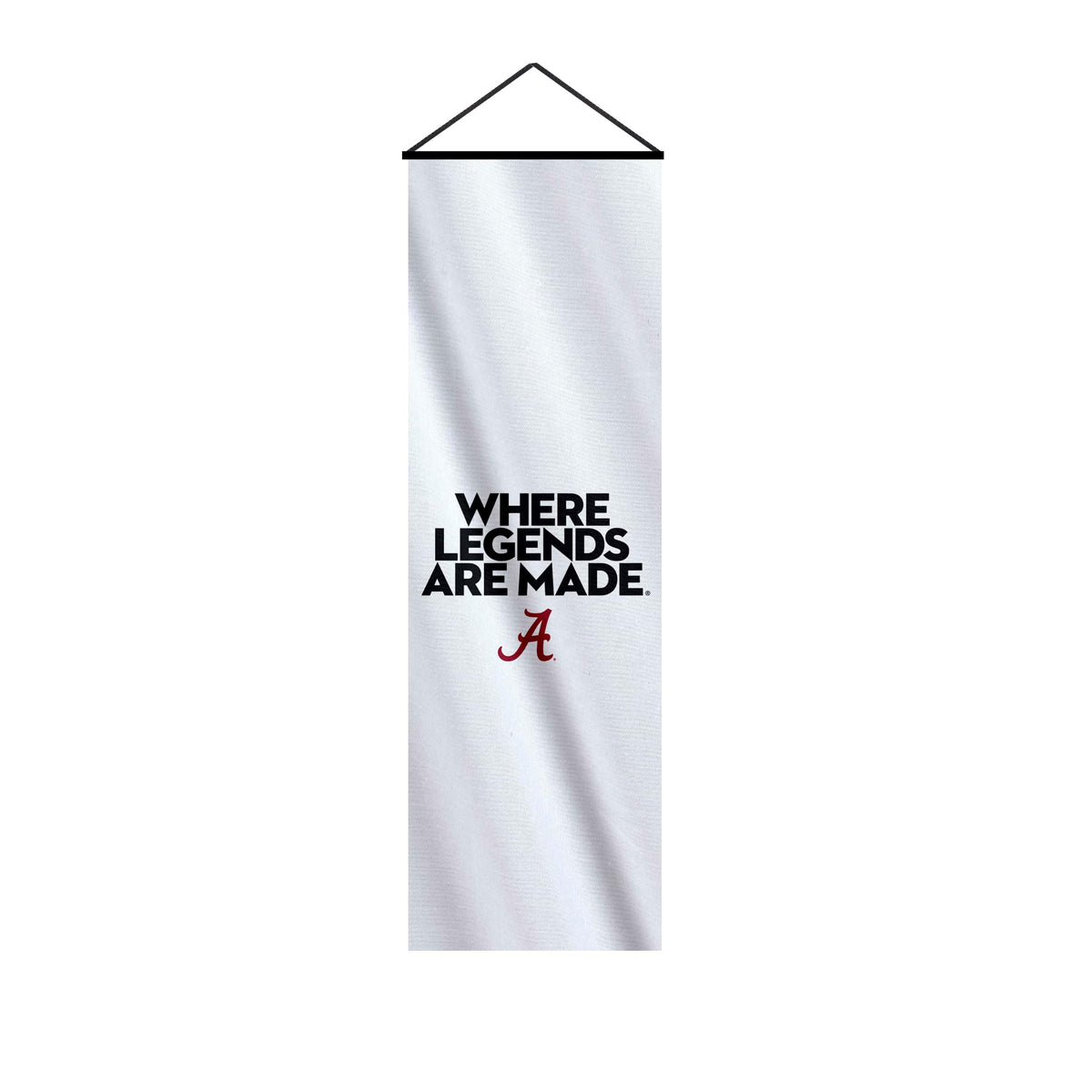 AGAS Alabama Crimson Tide Scroll Banner - Where Legends Are Made - 8.5x27.5 Inch Poly-Satin Flag - Official Licensed Merchandise - Ready to Hang with Black PVC Poles & Cords