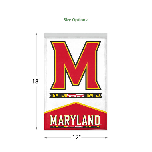 AGAS Maryland UMD University 12"x18" Garden Flags Single-Reverse Printed Polyester with 12" Pole Sleeve -Officially Licensed Terrapins Yard Flag without Flagpole