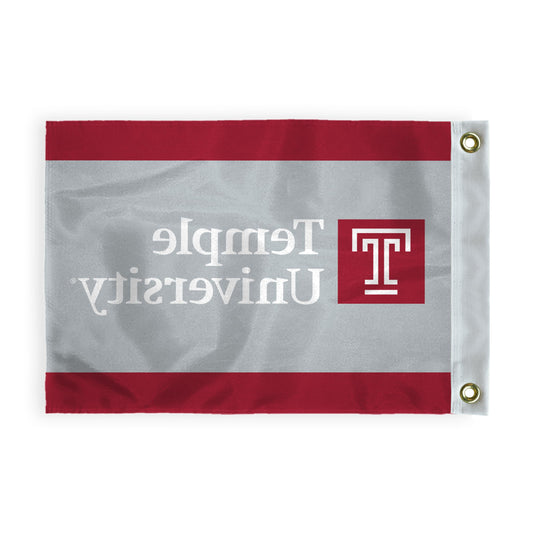 AGAS Temple University T Logo and Text Golf Flag 6 x 8 inch – Single Sided Printed Nylon – Officially Licensed NCAA Product – Temple Owls Golf Course Flag with Canvas Header, Brass Grommets and Reinforced Stitched Edges