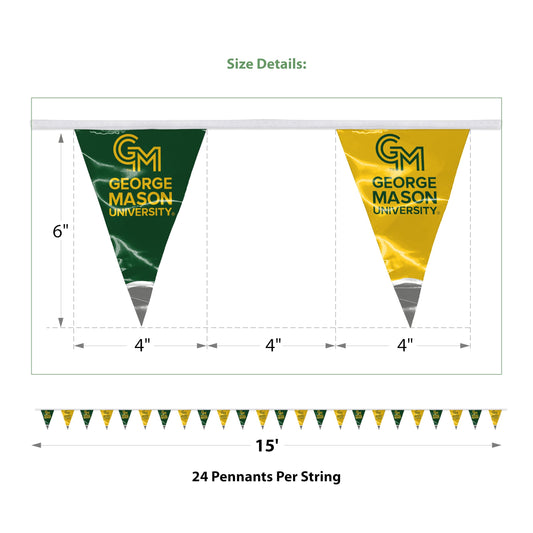 AGAS George Mason GMU University Pennant String Triangle flag football for Birthday Parties Patriots Theme Party - 15FT