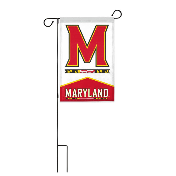 AGAS Maryland UMD University Yard Flag, 18 x 12 inch, For Outdoor Display and Events Single-Sided Polyester - With Flagpole