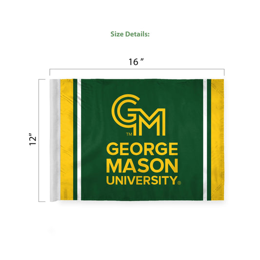 AGAS George Mason GMU University Logo Flag for Car 12x16 Inch, Licensed Patriots Car Window Flag - 17" Flex Pole, Single Reverse Printed Polyester