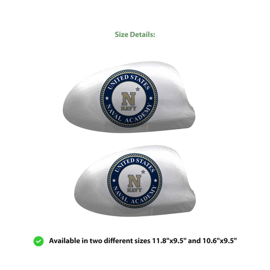 US Naval Academy Car Mirror Covers with N-Star Logo, Large- 4-Way Durable Stretchy Material Spandex Poly, Weather Resistant