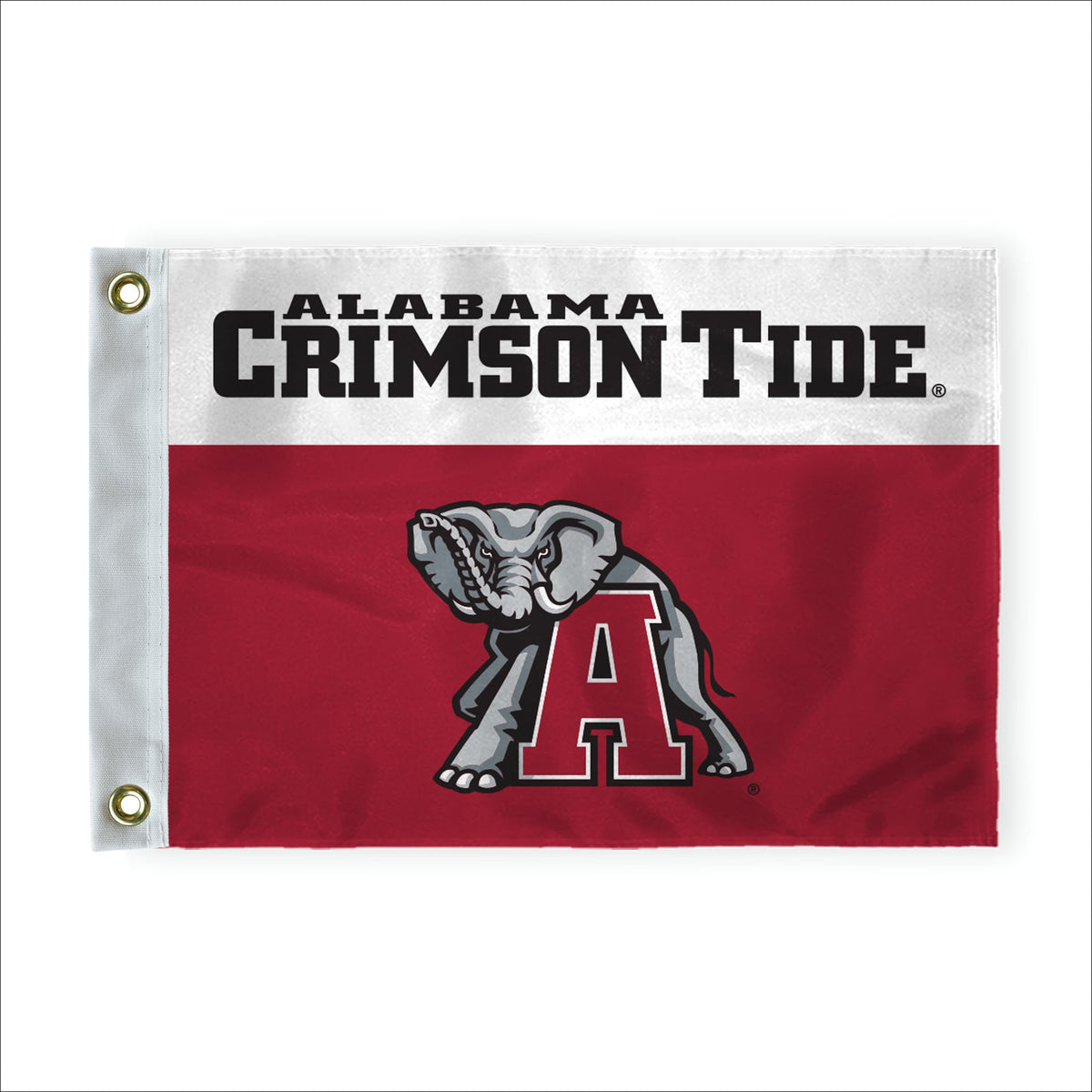 AGAS Miniature Alabama University Crimson Tide Hunchback Logo Golf Cart Flags with Brass Grommets 6"x8", Outdoor Putting Greens For Backyard, 200D Nylon, Canvas Header Stitched Borders