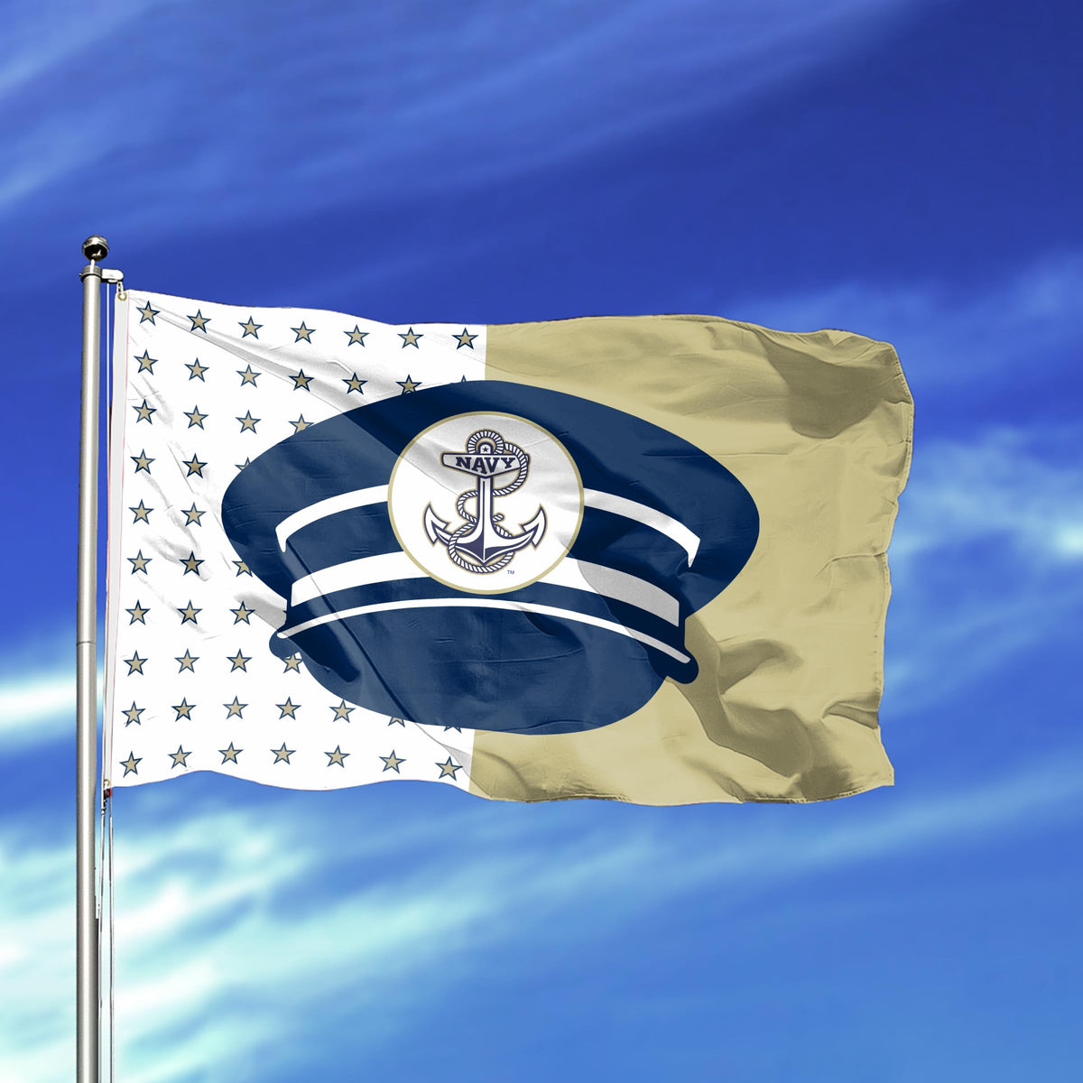 AGAS Large US Naval Academy Midshipmen Outdoor Flag 4' x 6' Single-Reverse Printed 200D Nylon with Brass Grommets 4 x 6 ft USNA Flag