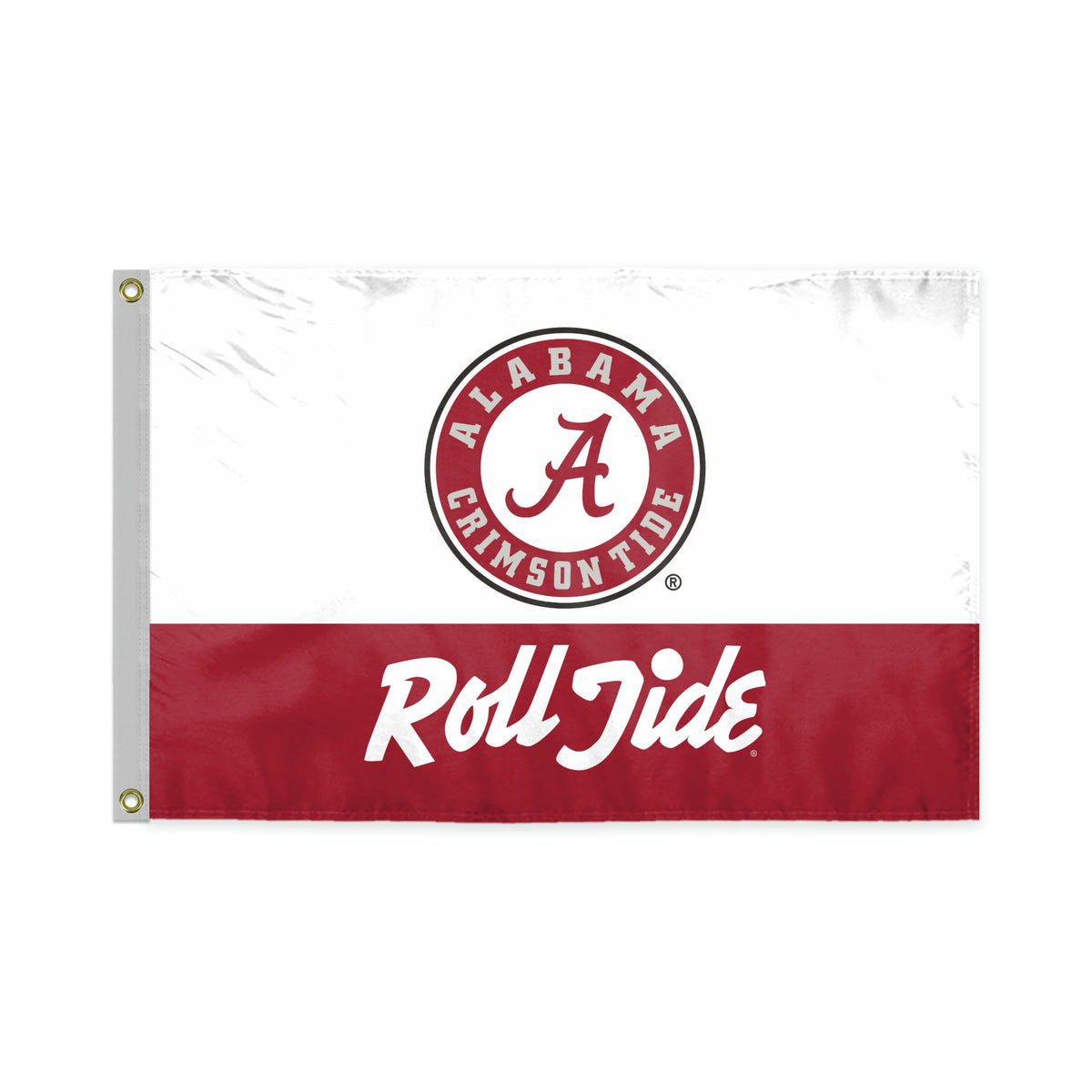 AGAS NCAA Alabama University Circle A Logo Two-Tone Team Colors 12" x 18" Flag Single-Reverse Printed Polyester with Brass Grommets - For Boat,Golf Cart,Atv,Home