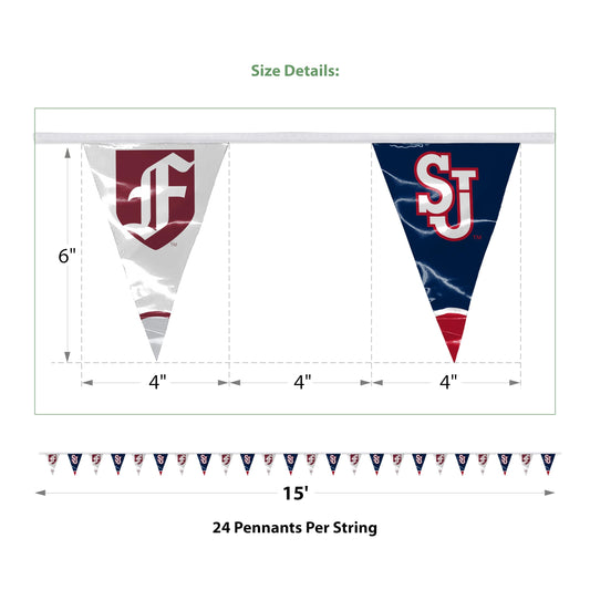 AGAS Fordham University Pennant Banner String 4 x 6 inch – 15 ft Triangle Flags Fordham Rams Banner – Single Sided Printed 9 Mil Poly – Official NCAA Product – Fordham University Party Banner with 24 Pennants