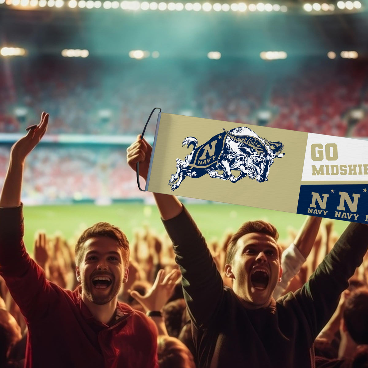 AGAS Go Navy Midshipmen Jumping Bill the Goar Mascot Retractable Scroll Banner - Naval Academy Rolla Banner