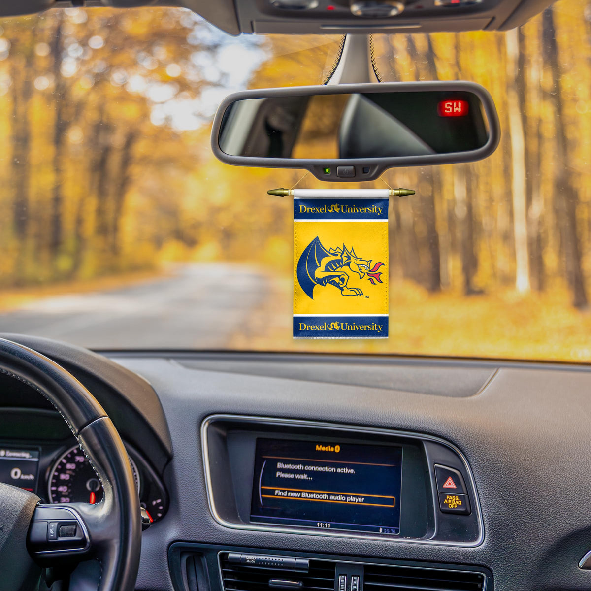 AGAS Small Drexel DU University Banner - Blue House Flag with Suction Cup 4x6 Inch - Dragons Mini Flags for Car Rearview Mirror and Window Décor