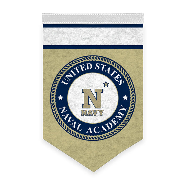 AGAS Mini US Naval Academy Midshipmen Logo Wall Hanging Triangle Felt Banner 12X18 inches - with 1" Pole Sleeve