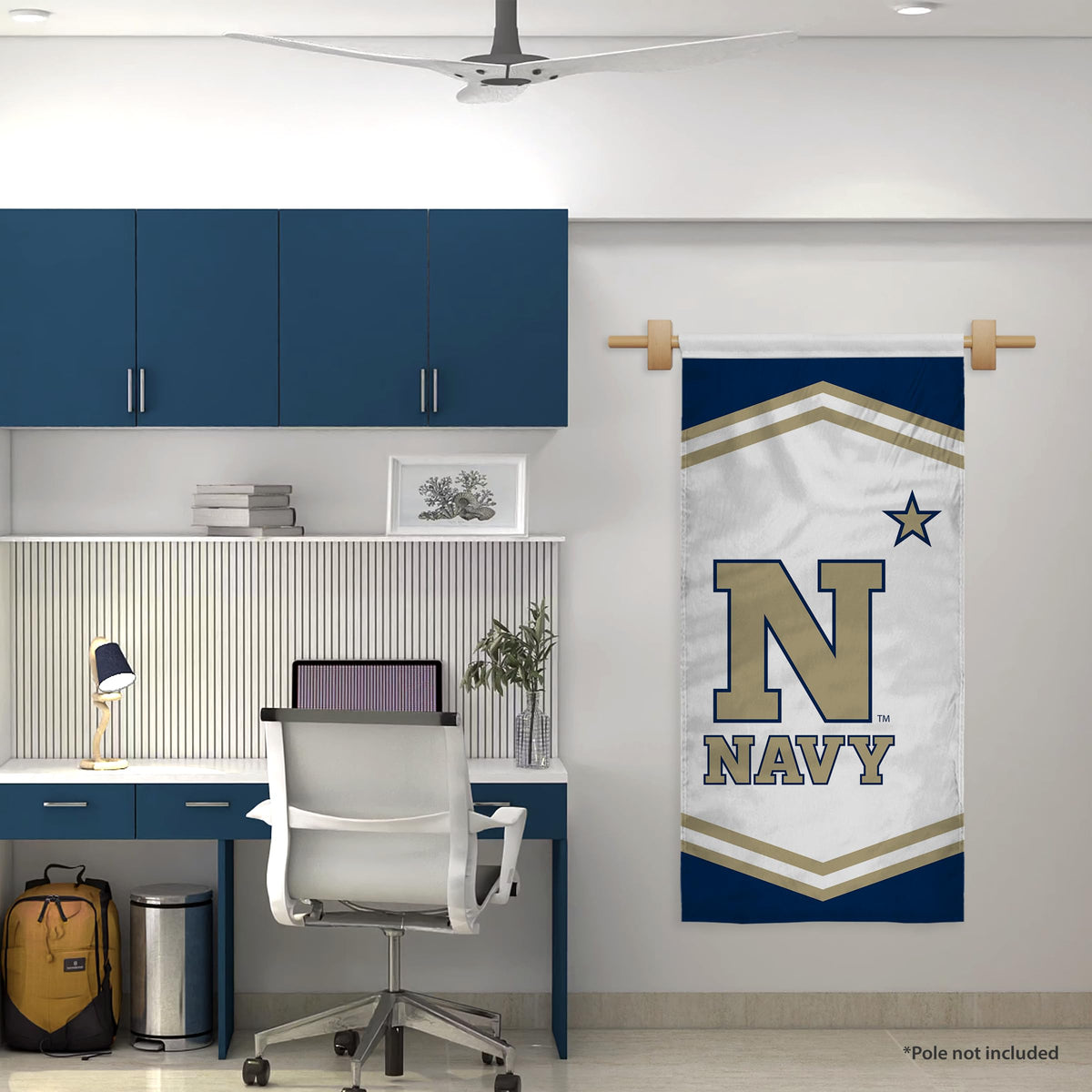 AGAS 2'x4' Navy Midshipmen Vertical Wall Banner with Pole Sleeve - US Naval Academy N* Banner For Fans