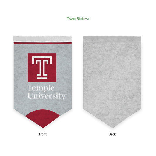 AGAS Temple University Block T and Wordmark Felt Banner 12 x 18 inch – Single Sided Printed Felt 1 Ply – Officially Licensed NCAA Product – Temple Owls Wall Banner with 1 inch Header and Heat Cut Edges