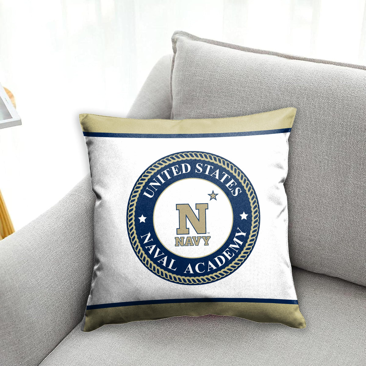 U.S Naval Academy Sports Fan Cushion Cover 18 x 18 - Decorative Throw Pillow Case Cushion Cover (NOT Included Insert, Filler)