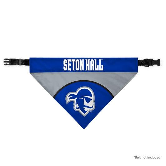 AGAS Seton Hall Pirates Pet Bandana 9.75 x 6.5 inch – Single Sided Printed Polyester Pirate Head Logo Design – Official NCAA SHU Product – Pet Bandana with Collar Sleeve No Collar Included