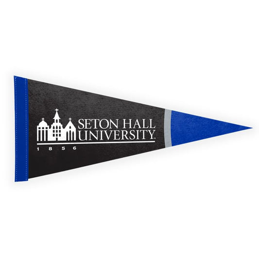 AGAS Seton Hall University Felt Pennant 9 x 24 inch – Single Sided Printed Acrylic Stiff Felt Seton Hall University Wordmark Design – Official NCAA SHU Product – Wall Pennant with Header and Heat Cut Edges