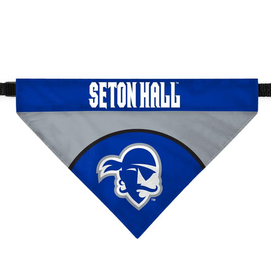 AGAS Seton Hall Pirates Pet Bandana 9.75 x 6.5 inch – Single Sided Printed Polyester Pirate Head Logo Design – Official NCAA SHU Product – Pet Bandana with Collar Sleeve No Collar Included