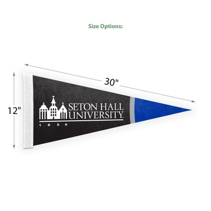 AGAS Seton Hall University Felt Pennant 12 x 30 inch – Single Sided Printed Acrylic Stiff Felt Seton Hall University Wordmark Design – Official NCAA SHU Product – Wall Pennant with Header and Heat Cut Edges