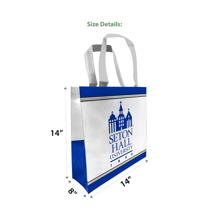 AGAS Seton Hall University Tote Bag 14 x 14 x 8 inch – Single Sided Printed Nonwoven Fabric Seton Hall University Building Design – Official NCAA SHU Product – Reusable Tote Bag