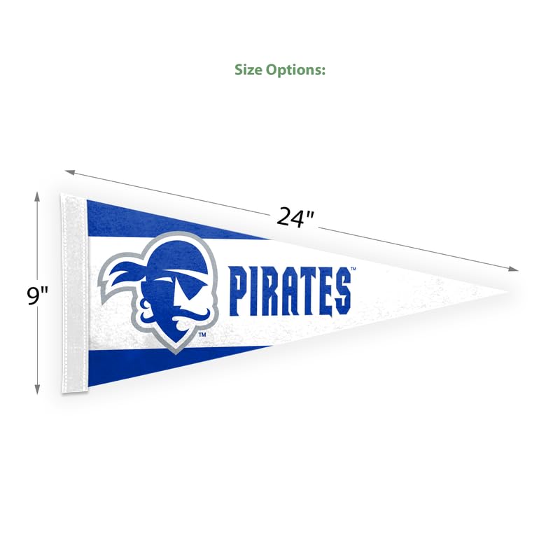 AGAS Seton Hall Pirates Felt Pennant 9 x 24 inch – Single Sided Printed Acrylic Stiff Felt Pirate Head Logo Design – Official NCAA SHU Product – Wall Pennant with Header and Heat Cut Edges
