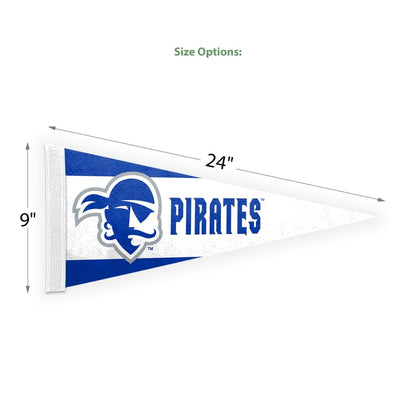 AGAS Seton Hall Pirates Felt Pennant 9 x 24 inch – Single Sided Printed Acrylic Stiff Felt Pirate Head Logo Design – Official NCAA SHU Product – Wall Pennant with Header and Heat Cut Edges