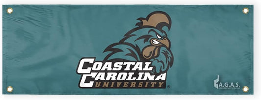 AGAS NCAA Coastal Carolina University Horizontal Banner - 3 x 8 Ft Polyester Material with 4 Brass Grommets along edges for wall hanging - Dorm Room Décor - Parties Gift Wall Flag
