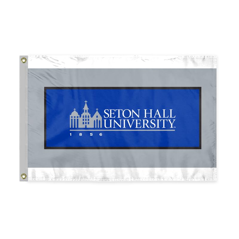 AGAS Seton Hall University Flag 12 x 18 inch – Single Sided Printed Polyester Seton Hall University Wordmark Design – Official NCAA SHU Product – Outdoor Display with Canvas Header and Brass Grommets