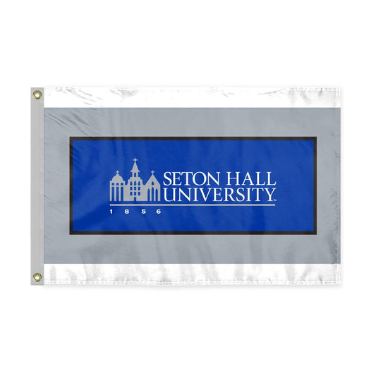 AGAS Seton Hall University Flag 12 x 18 inch – Single Sided Printed Polyester Seton Hall University Wordmark Design – Official NCAA SHU Product – Outdoor Display with Canvas Header and Brass Grommets