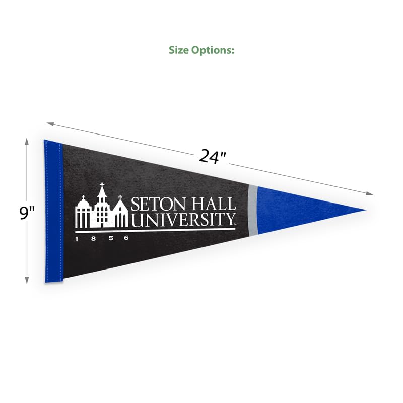 AGAS Seton Hall University Felt Pennant 9 x 24 inch – Single Sided Printed Acrylic Stiff Felt Seton Hall University Wordmark Design – Official NCAA SHU Product – Wall Pennant with Header and Heat Cut Edges